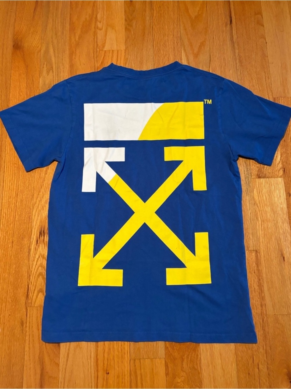 Off-White Royal Blue Cross Logo Tshirt